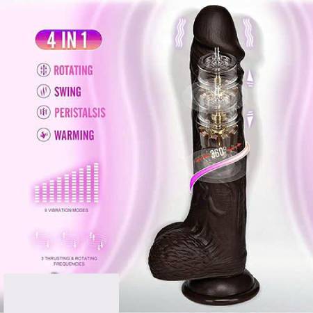 Dương vật giả châu Phi Bliss Toy rung thụt sưởi ấm da đen gân guốc dính tường
